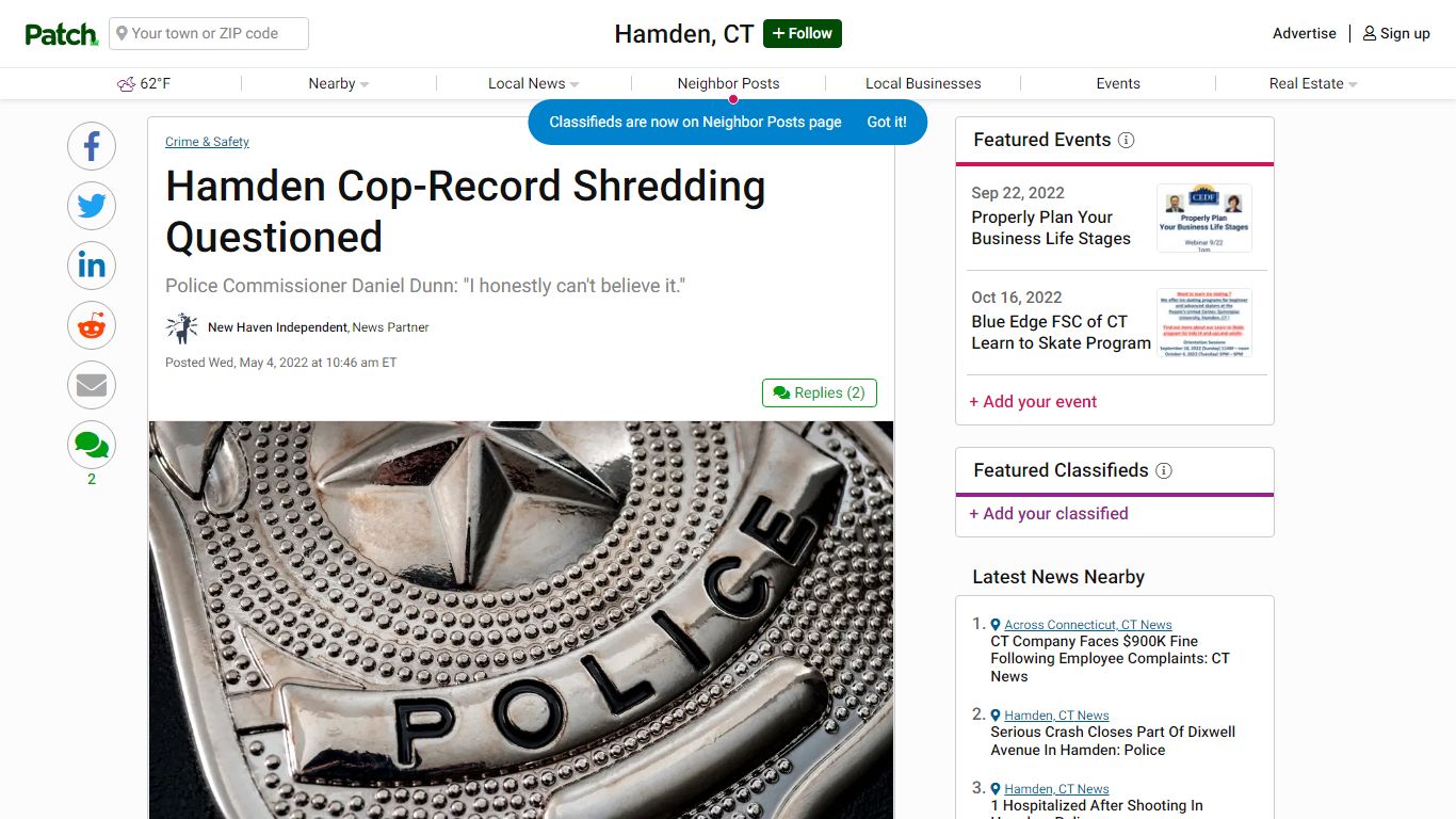 Hamden Cop-Record Shredding Questioned | Hamden, CT Patch