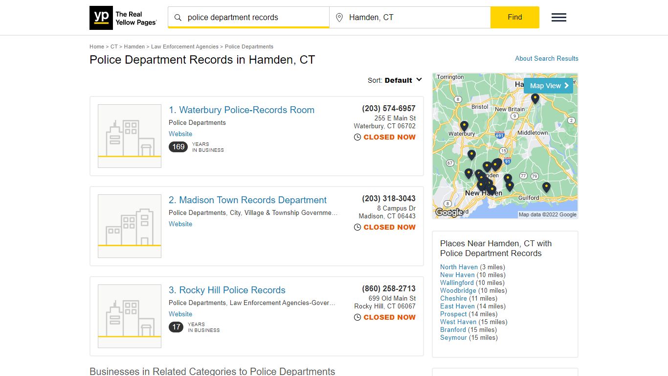 Police Department Records in Hamden, CT - yellowpages.com