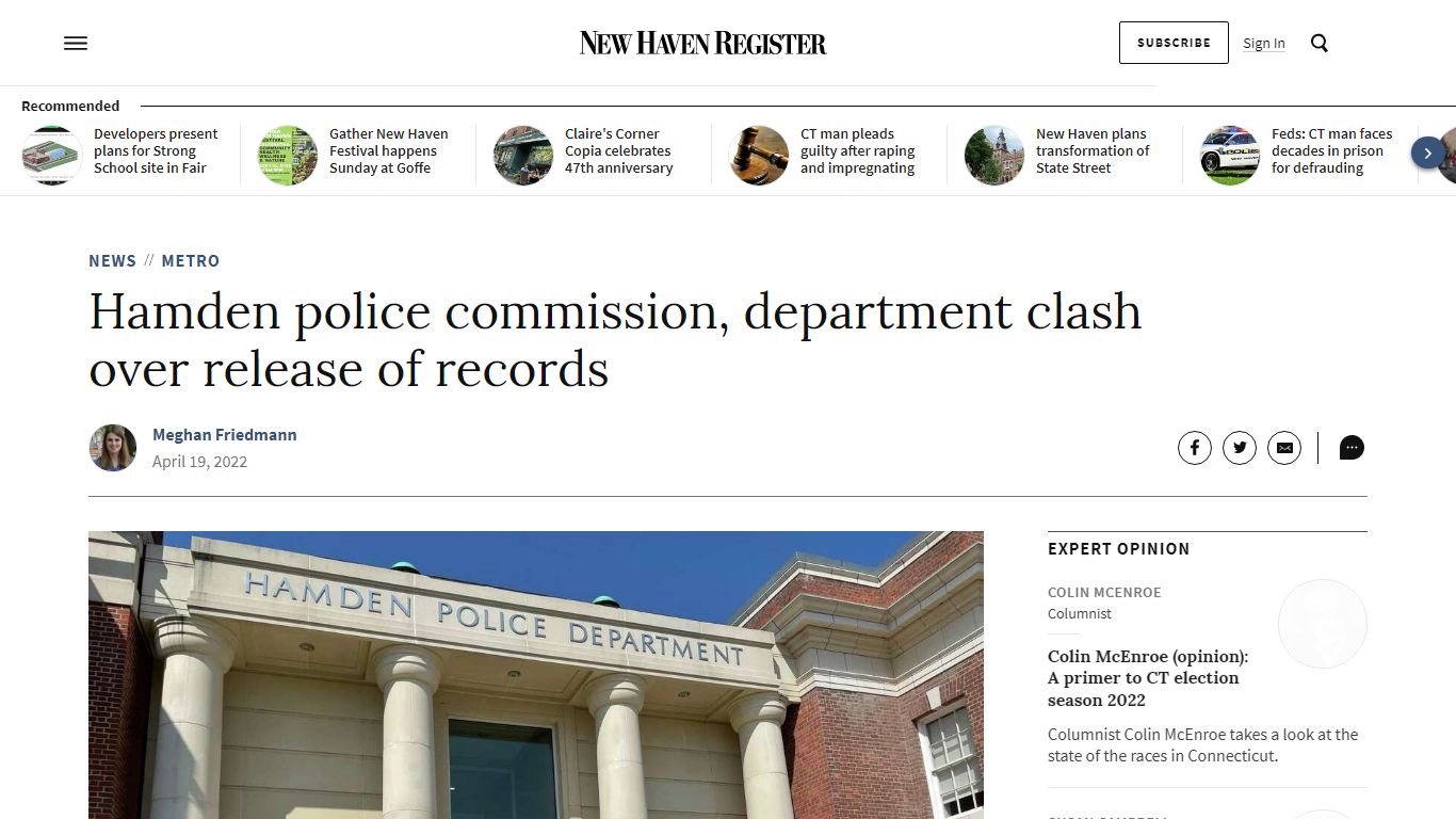 Hamden police commission, department clash over release of records